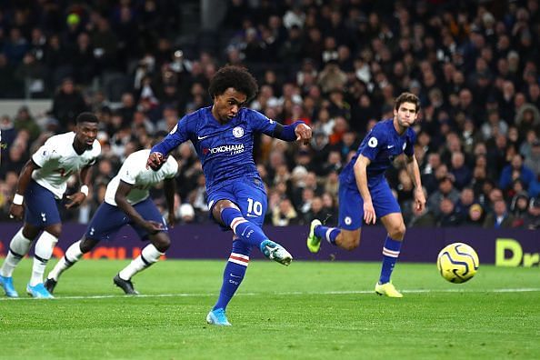 Willian scored both goals in Chelsea's fine win over Tottenham